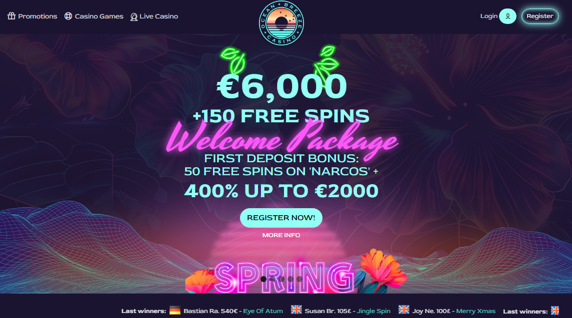 Ocean Breeze casino main page